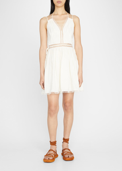 Shop Jonathan Simkhai Trista Lace-up Halter Mini Dress In White