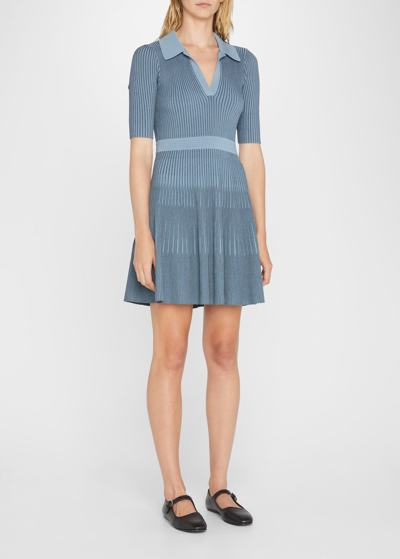 Shop Jonathan Simkhai Patricia Compact Ribbed Mini Polo Dress In Slate