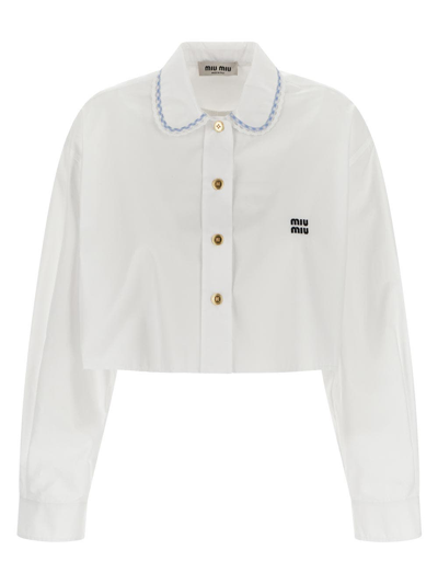 Shop Miu Miu Shirt Woman In Cotton In White