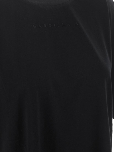 Shop Mm6 Maison Margiela Black T-shirt With Embroidered Logo