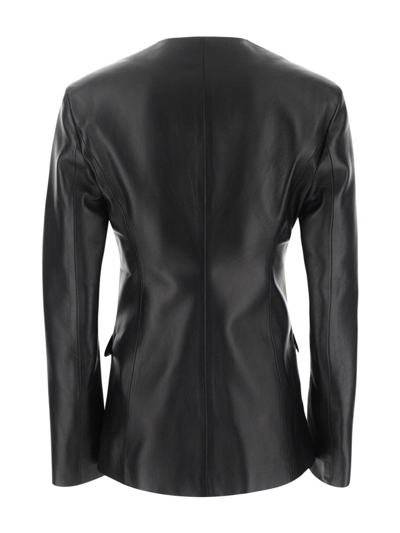 Shop Attico Leather Jacket Black