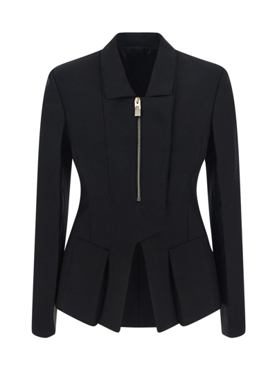 Shop Givenchy Slim Peplum Jacket In Wool And Mohair In Black