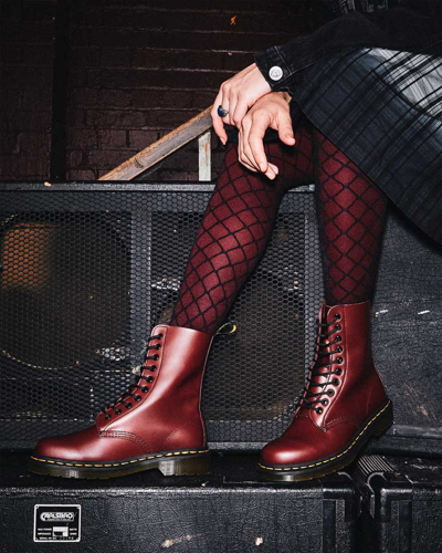 Dr. Martens 1490 Smooth Leather Mid Calf Boots In Cherry Red | ModeSens