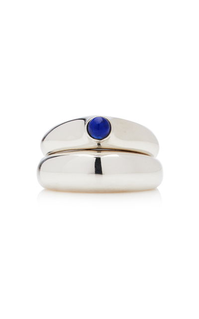 Shop Agmes Cara Dome Sterling Silver Lapis Ring Set