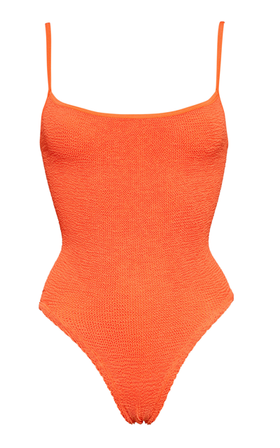 Shop Hunza G Women's Pamela Seersucker One-piece Swimsuit In Orange