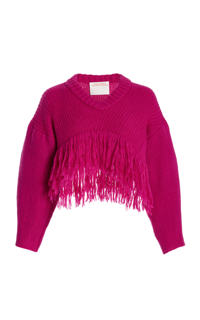 Shop Alejandra Alonso Rojas Women's Mari Fringed Cashmere-wool Sweater In Pink