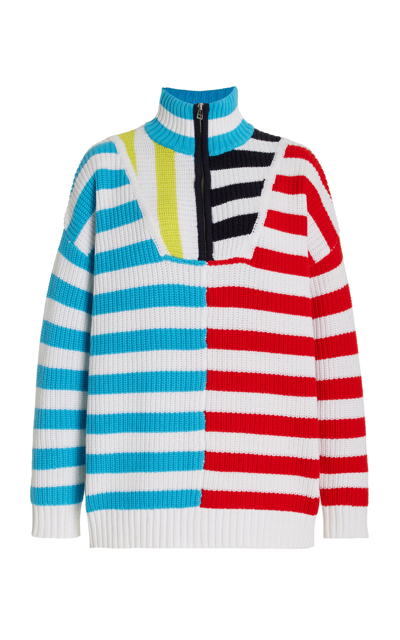 Shop Staud Women's Hampton Oversized Cotton-blend Half-zip Sweater In Stripe