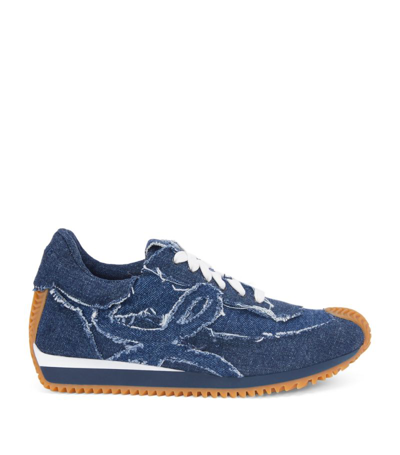 Shop Loewe Denim Flow Runner Sneakers In Blue