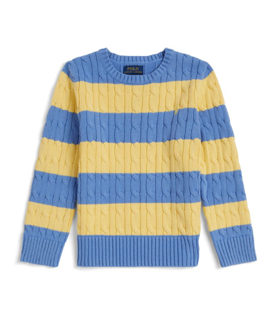 Shop Ralph Lauren Cotton Striped Sweater (5-7 Years) In Yellow