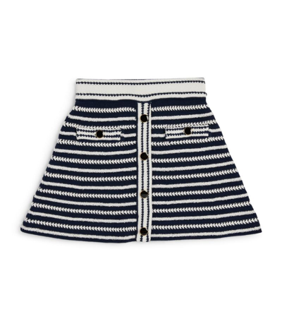 Shop Self-portrait Knitted Skirt (3-12 Years) In Navy
