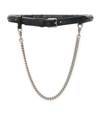 Shop Alexander Mcqueen Leather Chain Belt In Black