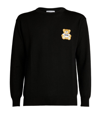 Shop Moschino Wool Teddy Bear Sweater In Black