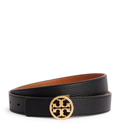 Shop Tory Burch Leather Logo Belt In Black