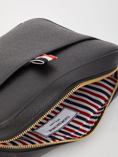 Shop Thom Browne Black Leather Pouch