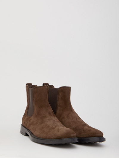 Shop Tod's Brown Suede Ankle Boots