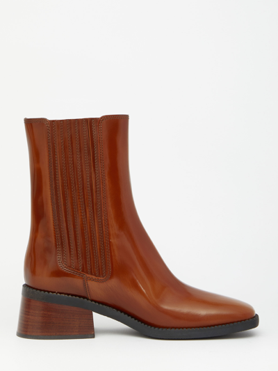 Shop Tod's Brown Leather Boots In Buff