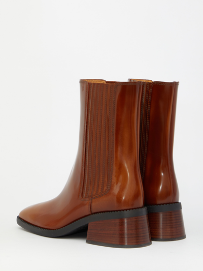 Shop Tod's Brown Leather Boots In Buff