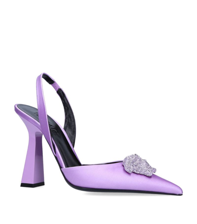 Shop Versace Satin La Medusa Slingback Pumps 105 In Purple