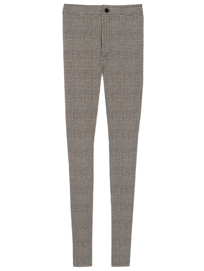 Shop Saint Laurent Prince Of Wales Pants In Grey