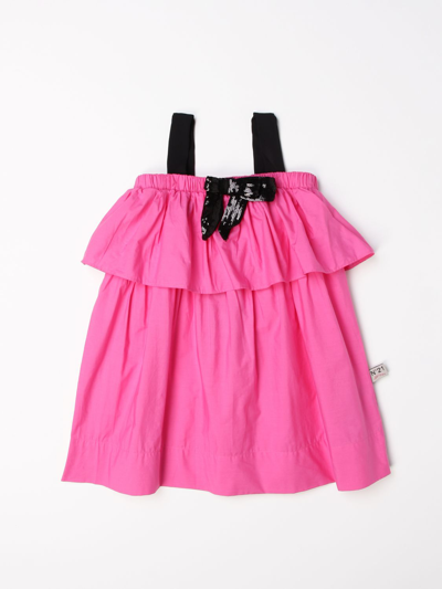 Shop N°21 N ° 21 Cotton Dress With Bow In Fuchsia