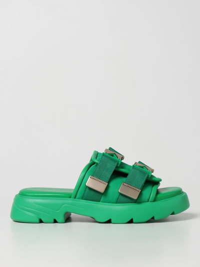 Shop Bottega Veneta Flash Rubber And Canvas Sandals In Green