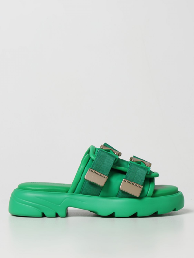 Shop Bottega Veneta Flash Rubber And Canvas Sandals In Green