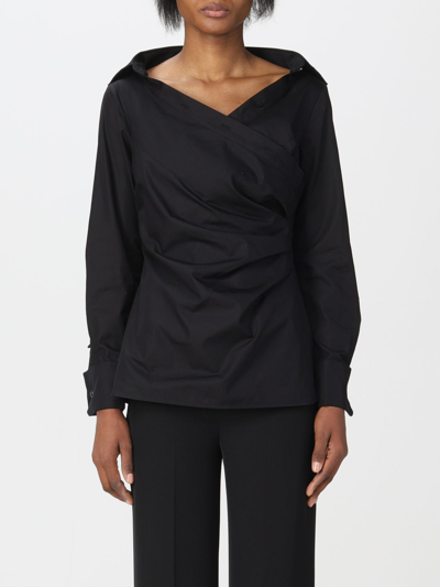 Shop Max Mara Pianoforte Crossed Shirt In Black