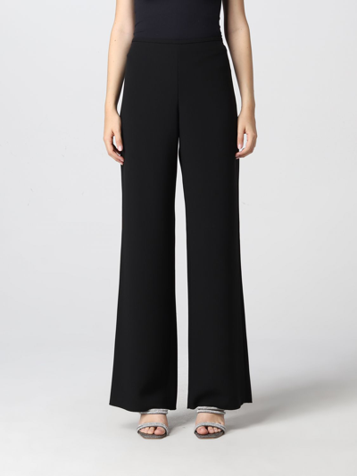 Shop Emporio Armani Wide Trousers In Cady In Black