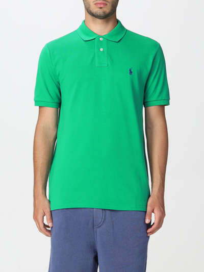 Shop Polo Ralph Lauren Cotton Polo Shirt With Logo In Sage