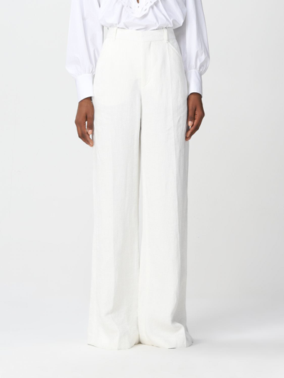 Shop Chloé Wide Ribbed Pants In Milk