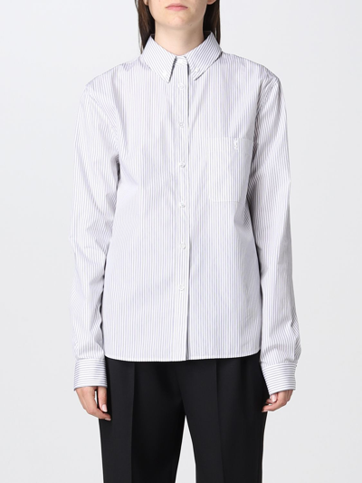 Shop Saint Laurent Striped Cotton Shirt In White