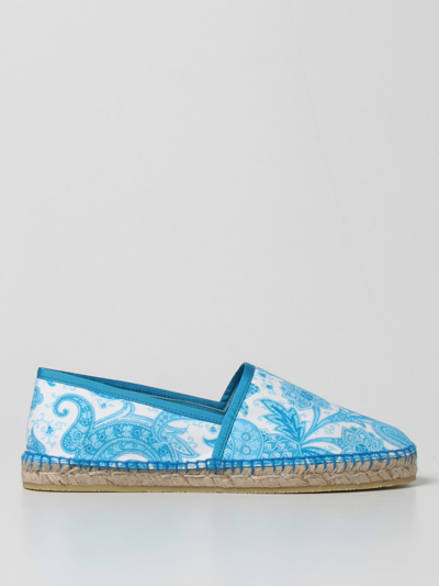 Shop Etro Espadrilles With Liquid Paisley Beach Print In Gnawed Blue