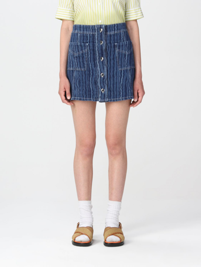 Shop Marni Mini Denim Skirt In Blue