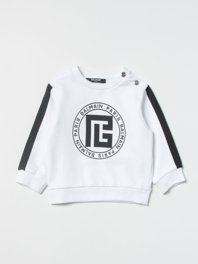 Shop Balmain Cotton Sweatshirt In White