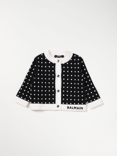 Shop Balmain Micro Polka Dots Cardigan In White