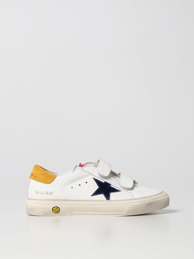 Shop Golden Goose May School  Sneakers In Smooth Leather In White