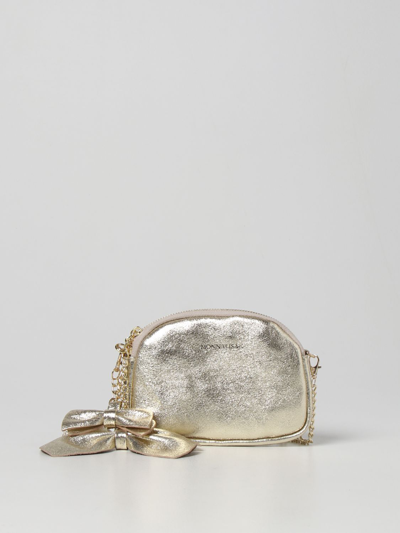 Shop Monnalisa Bag In Laminated Leather In Platinum