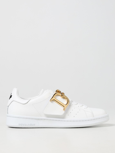 Shop Dsquared2 Boxer Sneakers In Smooth Leather In White
