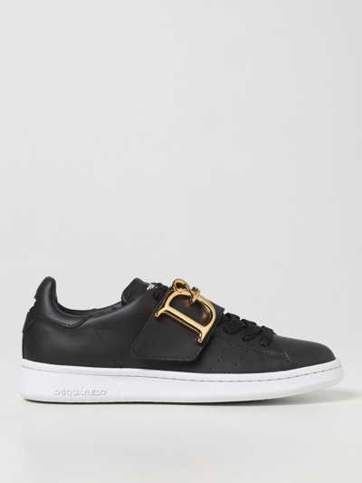 Shop Dsquared2 Boxer Sneakers In Smooth Leather In Black