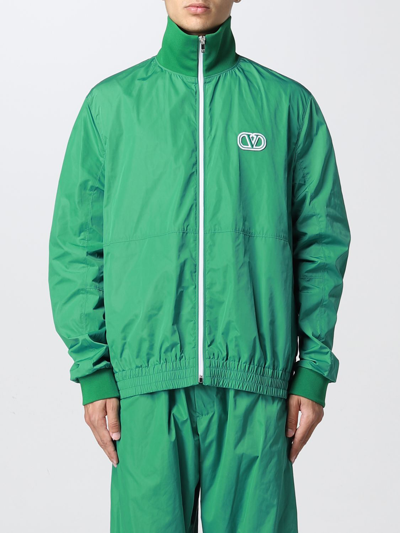 Shop Valentino Vlogo Technical Fabric Jacket In Green