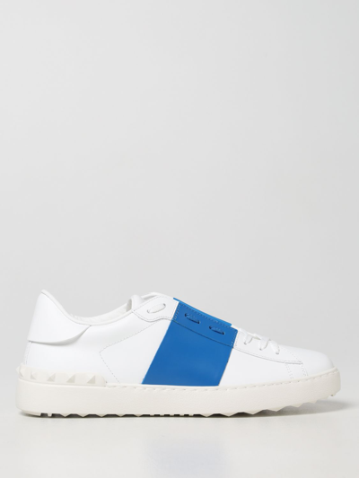 Shop Valentino Open Leather Sneakers In Blue