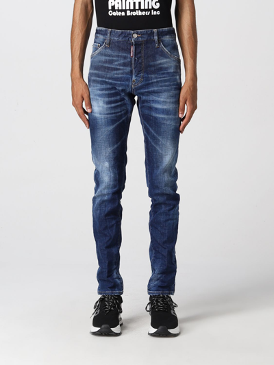Dsquared2 Stonewashed Skinny Jeans In Navy