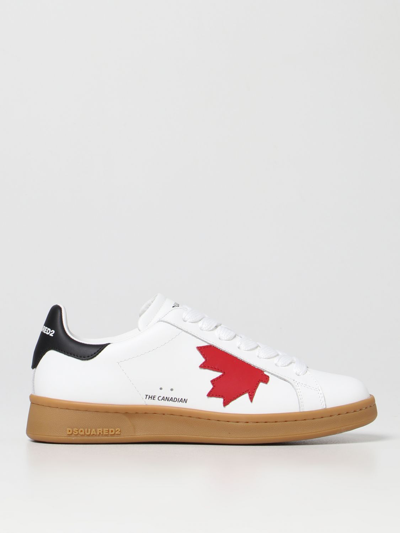 Shop Dsquared2 Leather Boxer Sneakers In White
