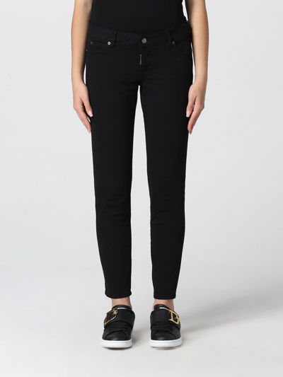 Dsquared2 Black Bull  Cropped Jeans In Black