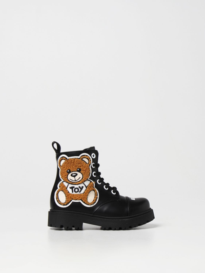 Shop Moschino Teen Ankle Boots With Teddy In Black