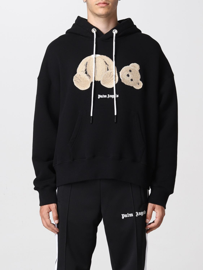 Shop Palm Angels Over Sweatshirt With Bear Print In Black
