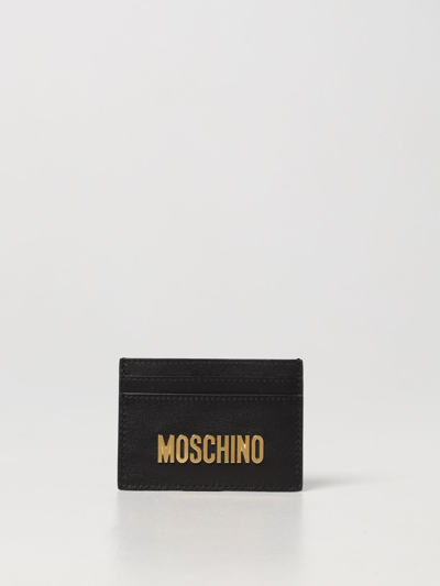 Moschino Golden Signature Black Card Case In Black