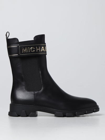 Shop Michael Michael Kors Ridley  Leather Ankle Boots In Black