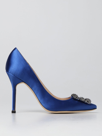 Shop Manolo Blahnik Hangisi Satin Pumps In Royal Blue