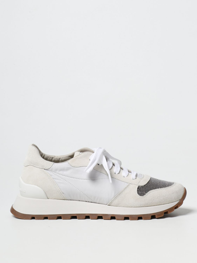 Shop Brunello Cucinelli Nylon And Suede Sneakers In White